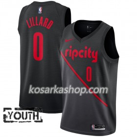 Dres Portland Trail Blazers Damian Lillard 0 Nike 2018-19 City Edition Crna Swingman - Dječji